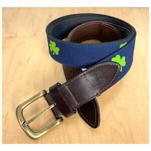 Castaway Nantucket Men's Shamrock Navy/Green and Leather Belt Size 42